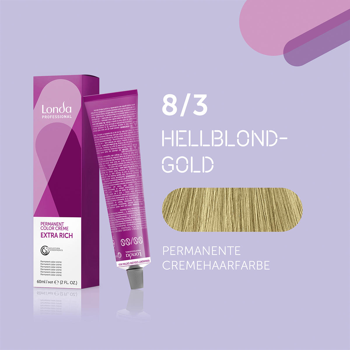 Londa Permanente Cremehaarfarbe Extra Rich 8/3 Hellblond Gold, Tube 60 ml