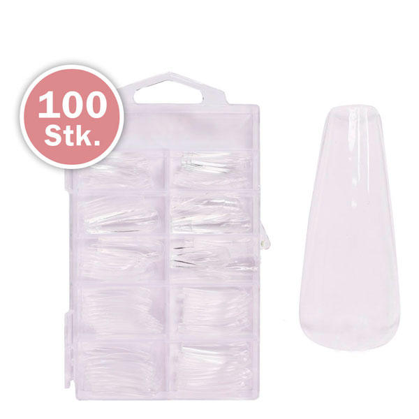 Juliana Nails Press-On Fullcover Tips clear Ballerina lunga, 100 pezzi