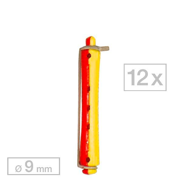 Efalock Bigoudis pour permanentes court Rouge/Jaune Ø 9 mm, Par paquet 12 pièces