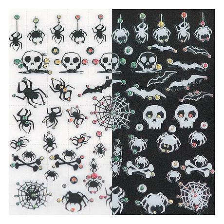 LCN Nail Art Sticker Black and White Spiders