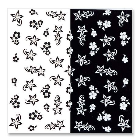 LCN Nail Art Sticker Black and White Flowers