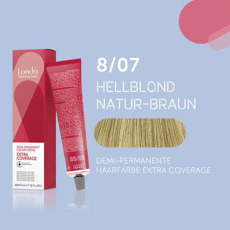 Londa Demi-Permanente Cremehaarfarbe Extra Coverage 8/07 Hellblond Natur Braun, Tube 60 ml