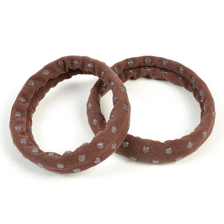 Solida Jersey hair tie with non-slip dots Brown, Per package 2 pieces
