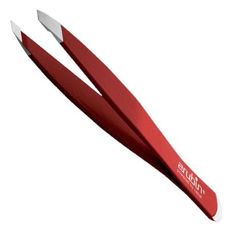 Canal Tweezers oblique with cuticle pusher Wine red