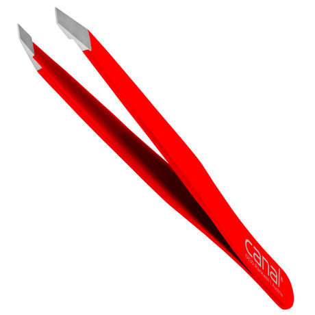 Canal Pince à cheveux, biseautée, satinée, inoxydable, 9 cm Rouge