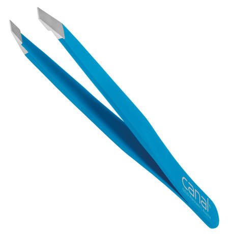 Canal Pince à cheveux, biseautée, satinée, inoxydable, 9 cm Bleu