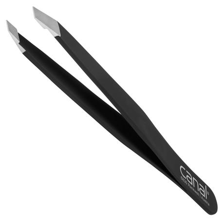 Canal Pince à cheveux, biseautée, satinée, inoxydable, 9 cm Noir