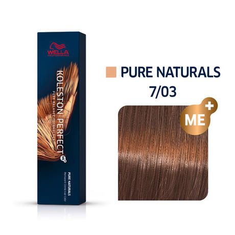 Wella Koleston Perfect ME+ Pure Naturals 7/03 Biondo Medio Oro Naturale, 60 ml