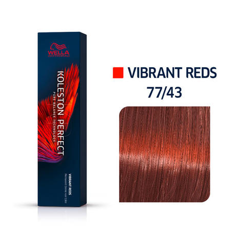Wella Koleston Perfect Vibrant Reds 77/43 Biondo Medio Oro Rosso Intenso, 60 ml