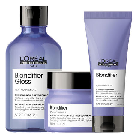 L'Oréal Professionnel Paris Serie Expert Blondifier Gloss Trio Set (Shampoo 300 ml + Conditioner 200ml + Maske 250ml)