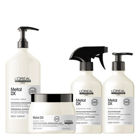 L'Oréal Professionnel Paris Serie Expert Metal DX Profi Set (Shampoo 1500ml + Treatment 500ml + Mask 500ml + Care 500ml)