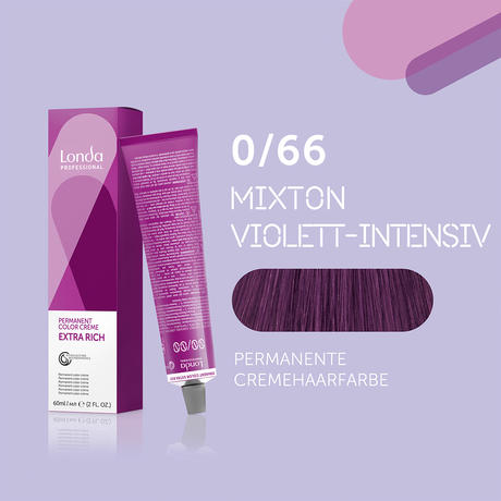 Londa Permanent cream hair color Extra Rich 0/66 Mixton Violet Intense , Tube 60 ml