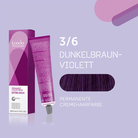Londa Permanent cream hair color Extra Rich 3/6 Dark brown violet, tube 60 ml