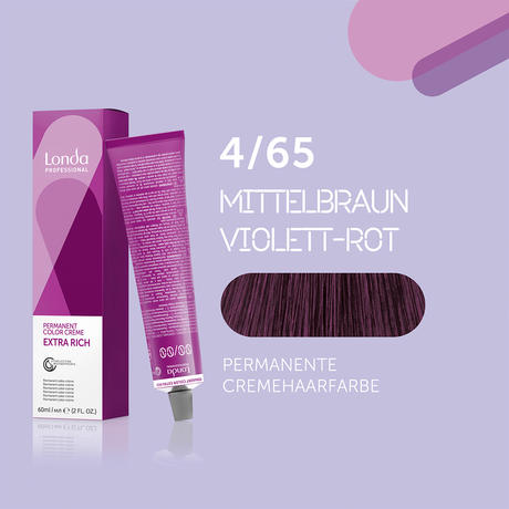 Londa Colore per capelli in crema permanente Extra Rich 4/65 Marrone medio viola rosso, tubo da 60 ml