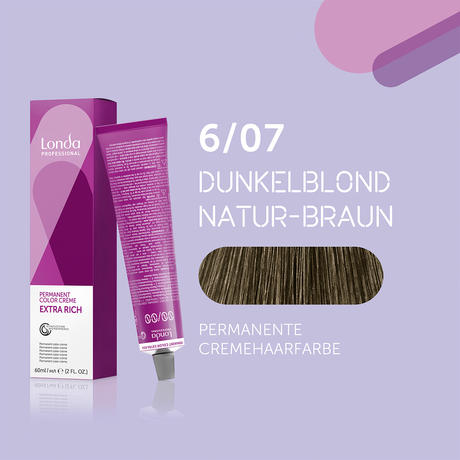 Londa Colore per capelli in crema permanente Extra Rich 6/07 Biondo Scuro Marrone Naturale, Tubo 60 ml