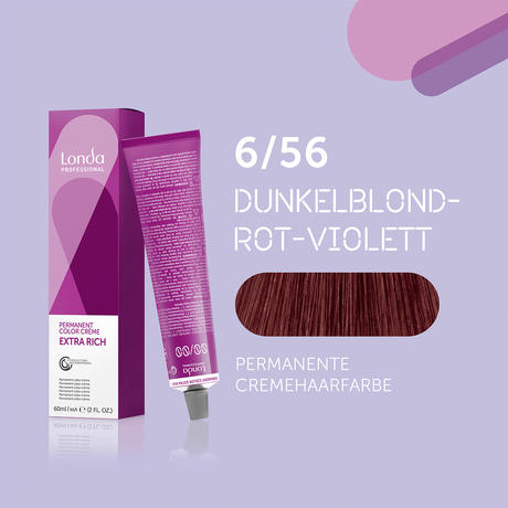 Londa Coloración Permanente en Crema Extra Rica 6/56 Rubio Oscuro Rojo Violeta, Tubo 60 ml