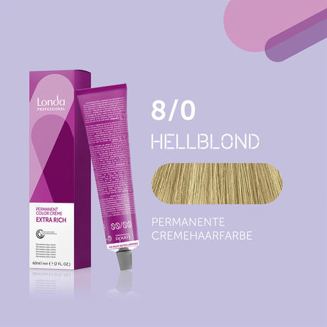 Londa Permanent cream hair color Extra Rich 8/0 Light blonde, tube 60 ml