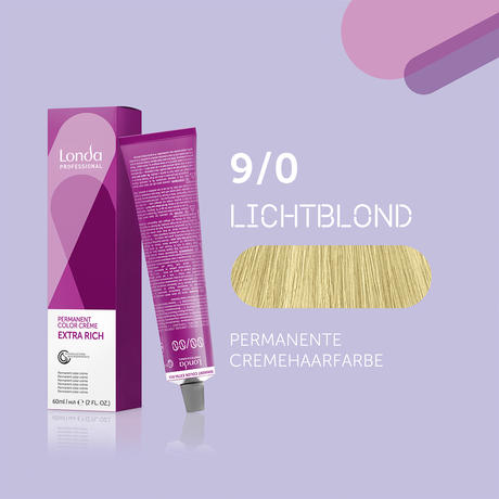 Londa Permanent cream hair color Extra Rich 9/0 light blond, tube 60 ml