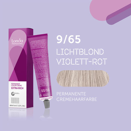 Londa Colore per capelli in crema permanente Extra Rich 9/65 Biondo Chiaro Rosso Viola, Tubo 60 ml