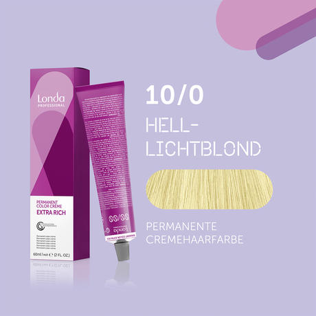 Londa Colore per capelli in crema permanente Extra Rich 10/0 Biondo chiaro, Tubo 60 ml