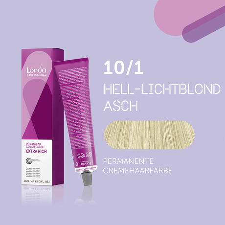 Londa Permanent cream hair color Extra Rich 10/1 Light Light Blond Ash, Tube 60 ml