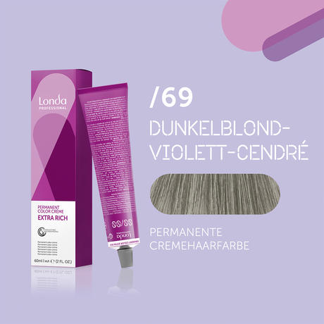 Londa Permanent cream hair color Extra Rich /69 Mixton Pastel Violet Cendré, tube 60 ml