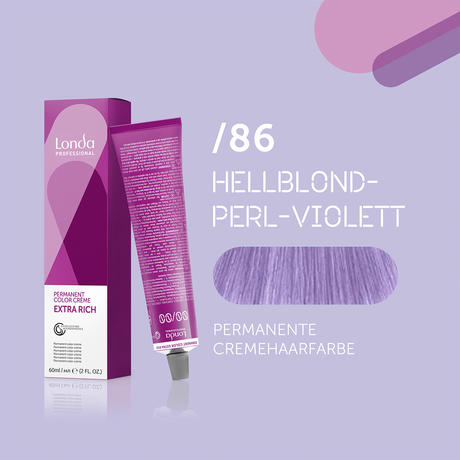 Londa Permanent cream hair color Extra Rich /86 Mixton Pastel Pearl Violet, tube 60 ml