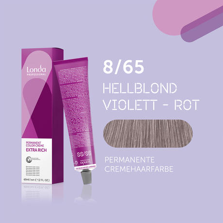 Londa Coloración Permanente en Crema Extra Rica 8/65 Rubio Claro Rojo Violeta, Tubo 60 ml