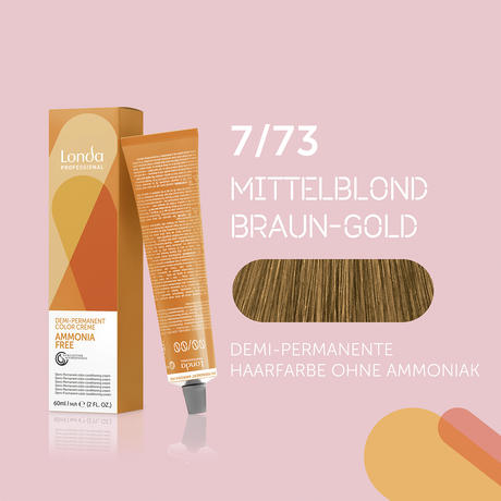 Londa Demi-permanent cream hair color without ammonia 7/73 Medium Blonde Brown Gold, Tube 60 ml