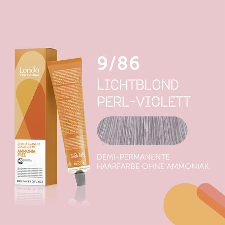 Londa Demi-permanent cream hair color without ammonia 9/86 Light Blonde Pearl Violet, Tube 60 ml