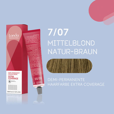 Londa Demi-permanent cream hair color Extra Coverage 7/07 Medium Blond Natural Brown, Tube 60 ml