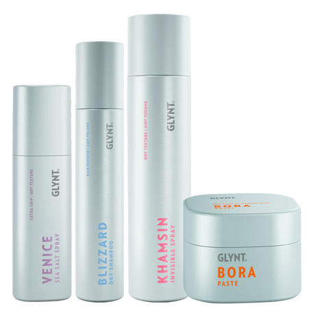 GLYNT Set Texture Poudrée (Sea Salt Spray 150 ml + Dry Shampoo 200 ml + Invisible Spray 300 ml + Paste 75 ml)