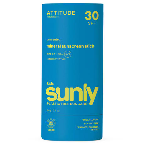 Attitude Sunly Sunscreen Face Stick Kids Unscented SPF 30 60 g