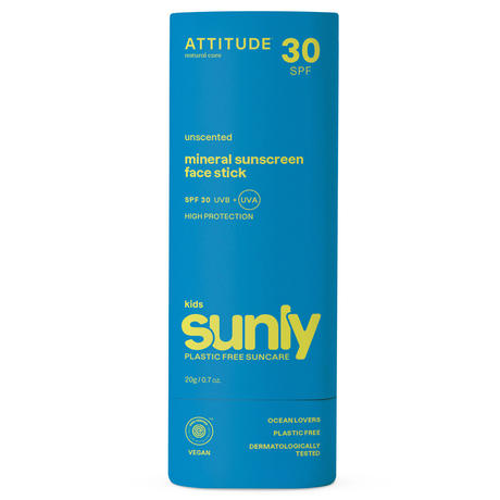 Attitude Sunly Sunscreen Face Stick Kids Unscented SPF 30 20 g