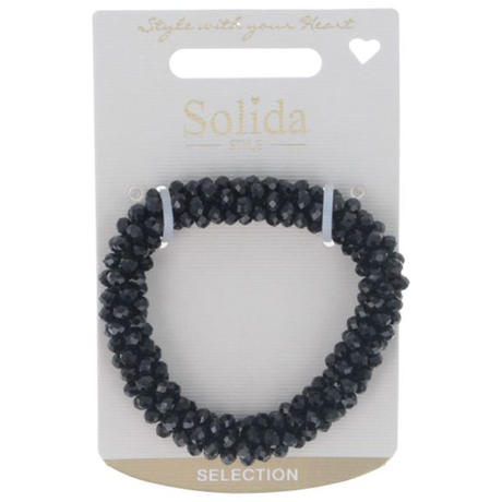 Solida Élastique à cheveux noir avec strass