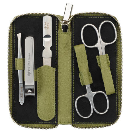 Nippes Maniküre Set Verde Eukalyptus Leder 5-teilig