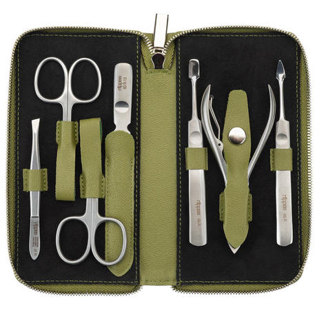 Nippes Maniküre Set Verde Eukalyptus Leder 7-teilig