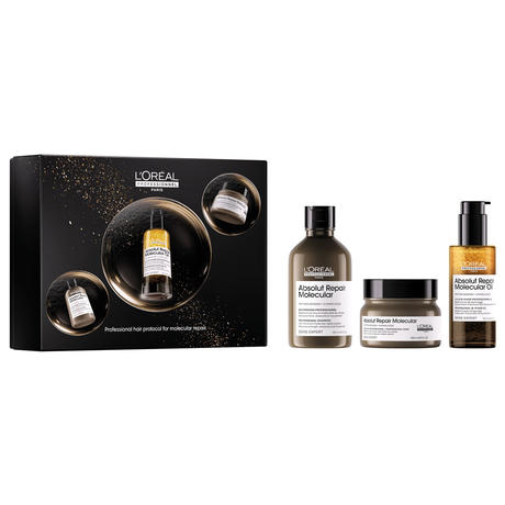 L'Oréal Professionnel Paris Serie Expert Absolut Repair Molecular Trio Geschenkset (Shampoo 300ml + Maske 250ml + Öl 90ml)