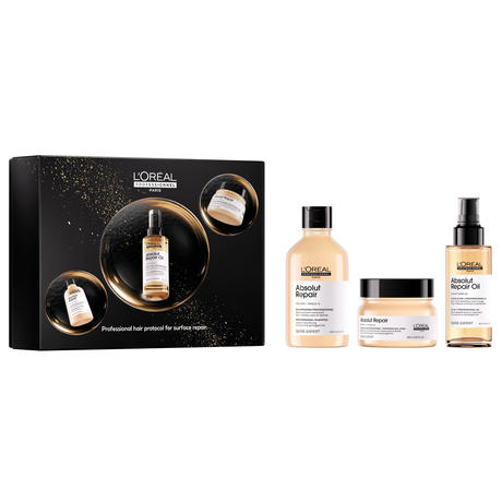 L'Oréal Professionnel Paris Serie Expert Absolut Repair Trio Geschenkset (Shampoo 300ml + Maske 250ml + Öl 90ml)