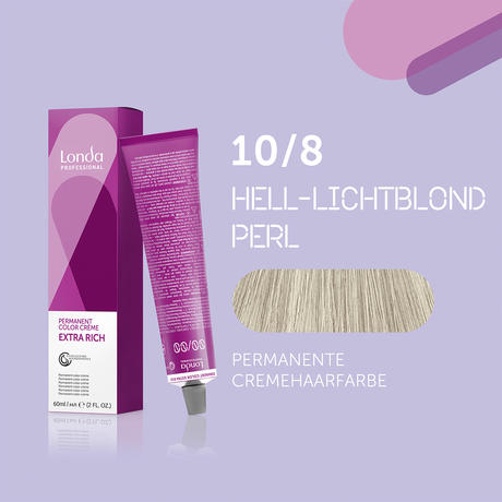 Londa Permanente Cremehaarfarbe Extra Rich 10/8 Hell Lichtblond Perl, Tube 60 ml