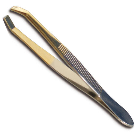 Canal Haarpinzette gerade vergoldete Spitze, 8 cm