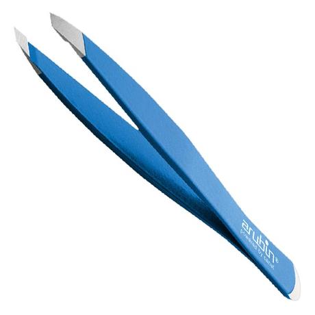 Canal Pince à épiler oblique avec poussoir à cuticules Bleu