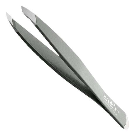 Canal Tweezers oblique with cuticle pusher Gray