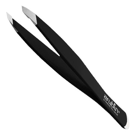 Canal Tweezers oblique with cuticle pusher Black
