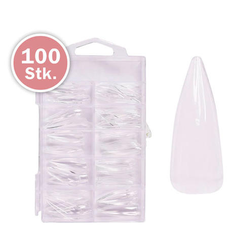Juliana Nails Press-On Fullcover Tips clear Stiletto large, 100 pcs