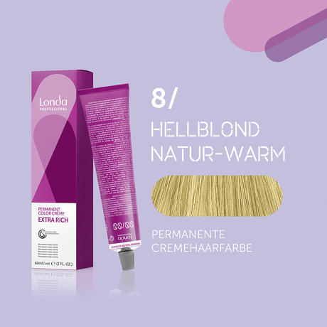 Londa Permanente Cremehaarfarbe Extra Rich 8/ Hellblond Natur Warm, Tube 60 ml