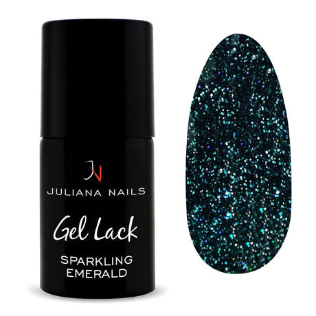 Juliana Nails Gel Lack Glitter/Shimmer Sparkling Emerald, Flasche 6 ml
